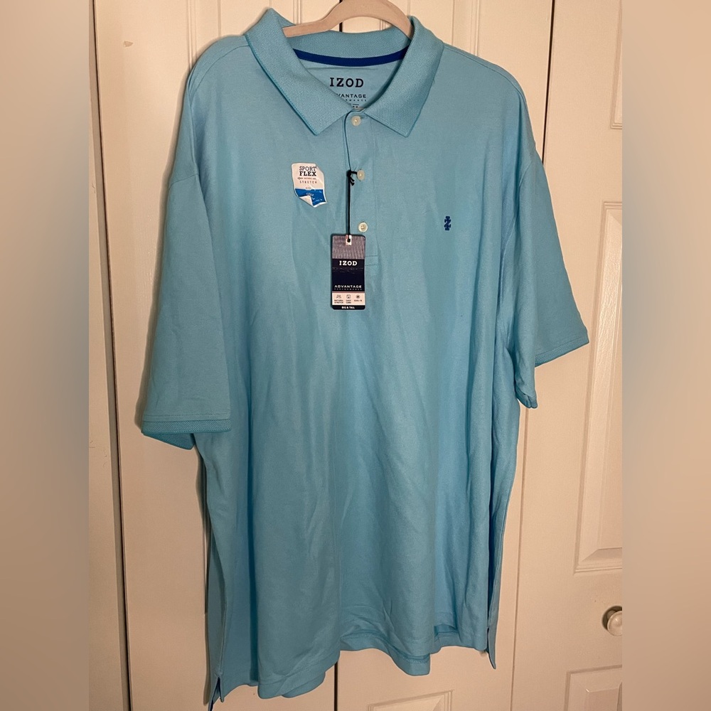 NWT IZOD Men's Advantage Performance Short Sleeve Polo Shirt Blue Size 3X